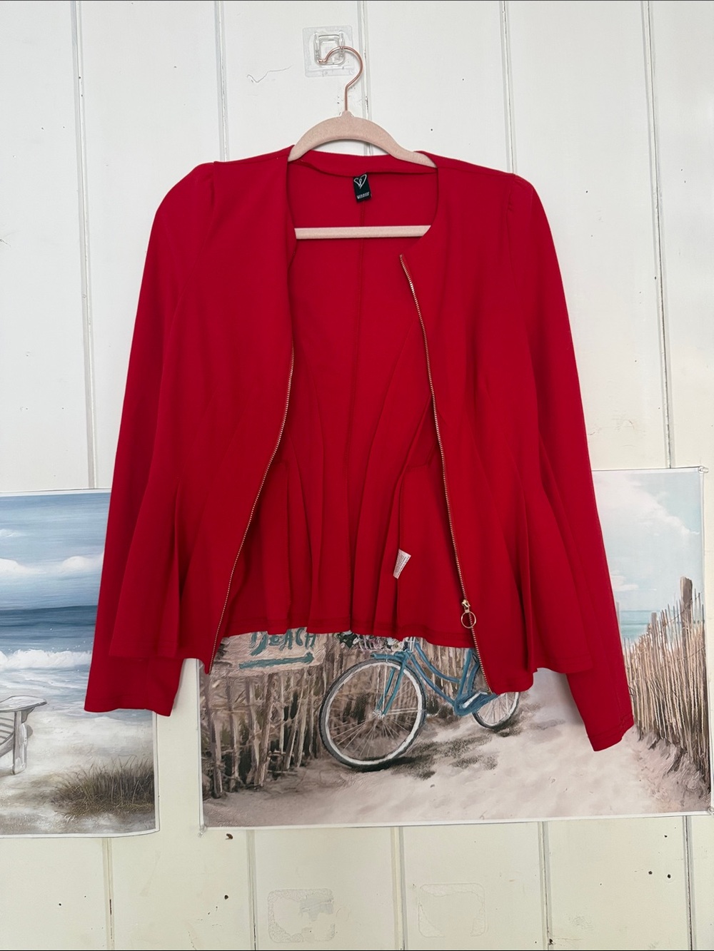 Windsor Vibrant Red Zip-Front Womens Blazer